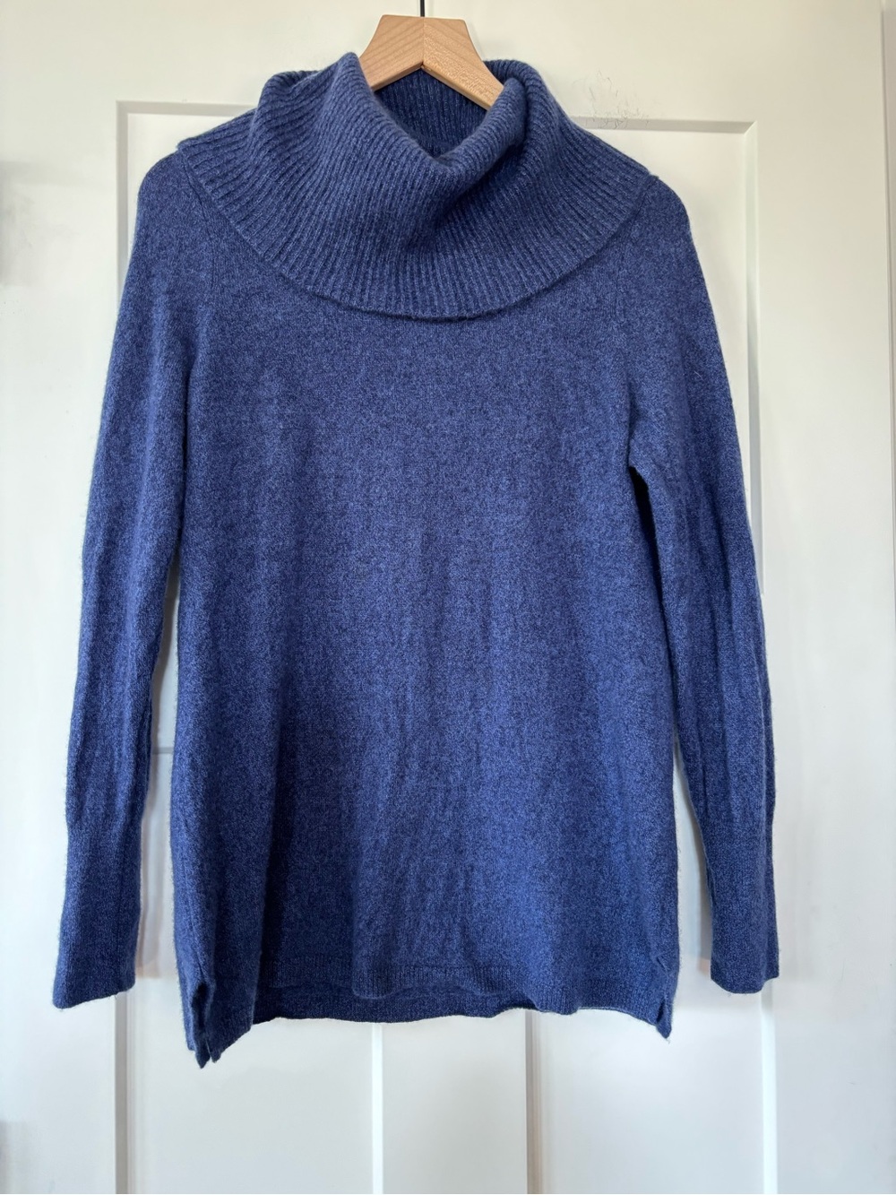 Talbots 100% Cashmere Blue Cowl Neck Tunic Sweater Women L